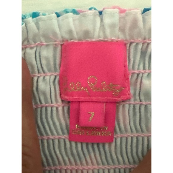 Lilly Pulitzer Kids Smocked Pineapple Sundress - Pink Blue - Size 7 - Picture 2 of 5